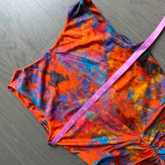 Ronny Kobo Alexander Maxi Dress Ruched Tie Dye Orange Stretch Jersey - SMALL - Picture 6 of 9